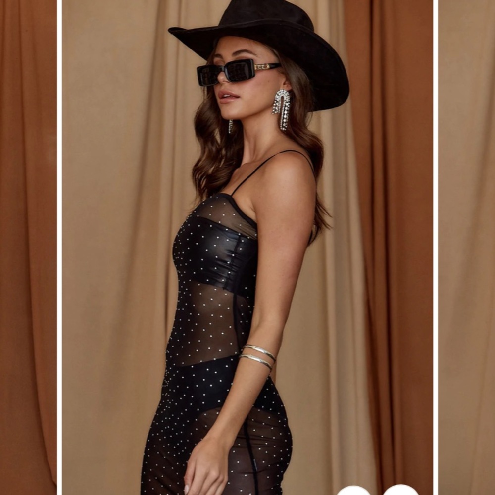 SOLD - Mesh Rhinestone Dress - Picture 7 of 11